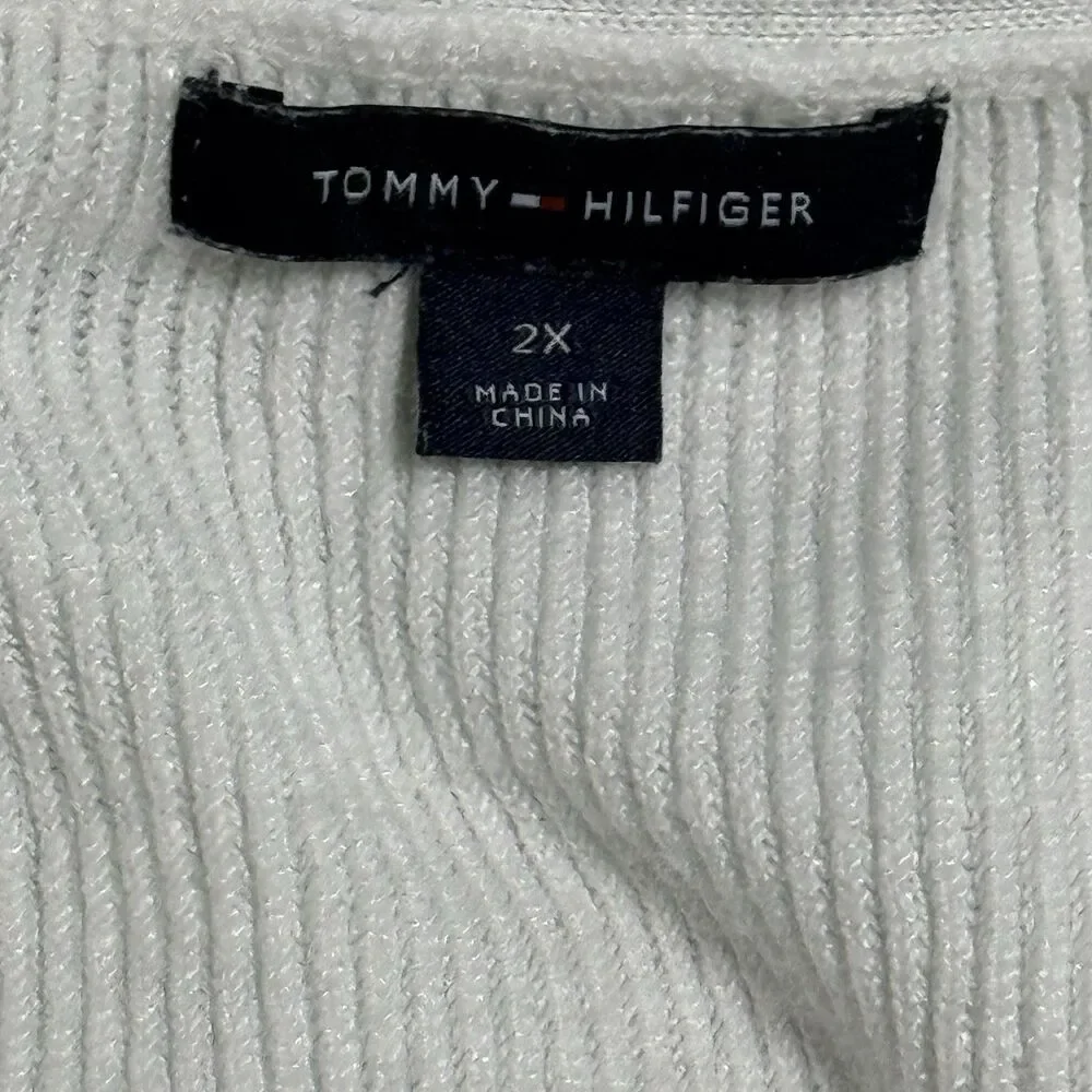 Tommy Hilfiger Women’s Open Front Peplum Cardigan Sweater | White | XXL